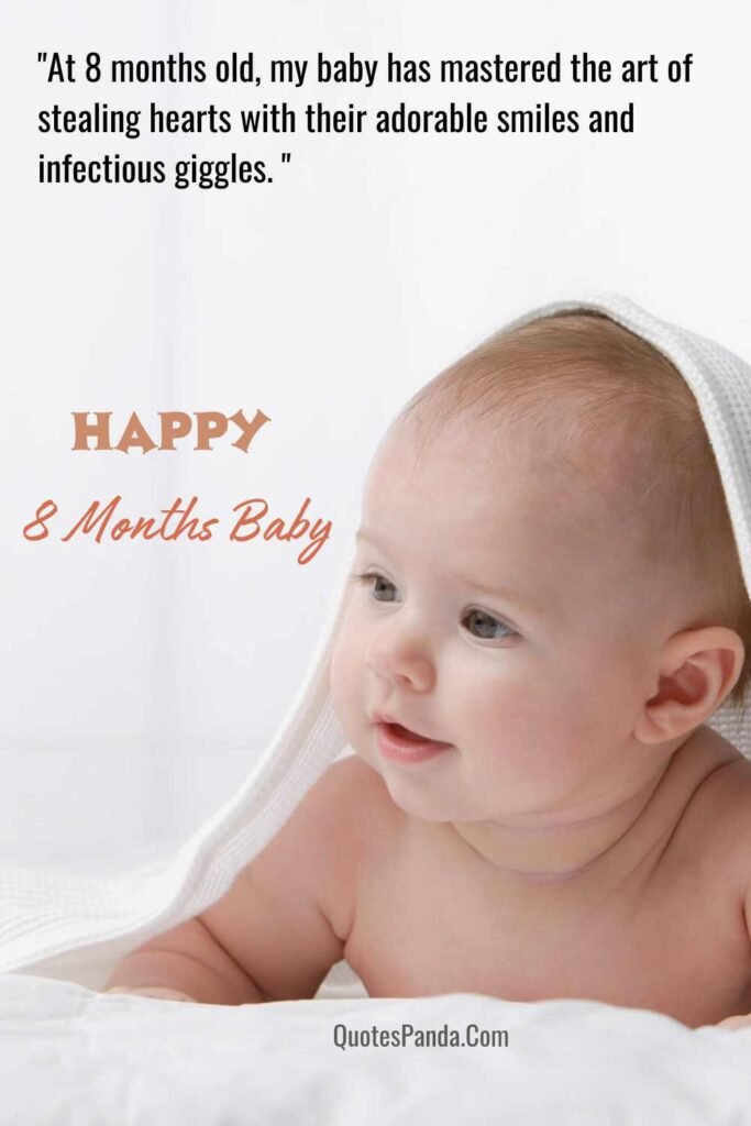 precious moments with our little one at 8 months baby card
